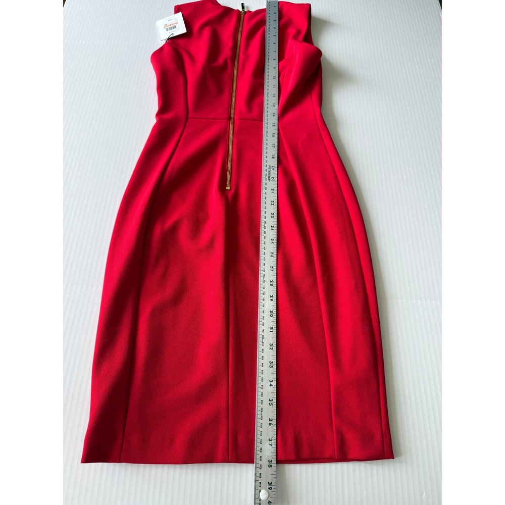 Calvin Klein Red Sheath Dress Womens 2 Sleeveless Gold Zipper CD6C1A00 NWT - Picture 4 of 7